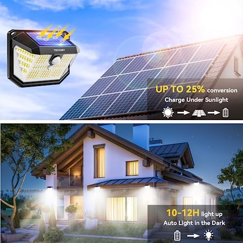 TECKNET Solar Motion Lights, 231 LED, 4 Pack