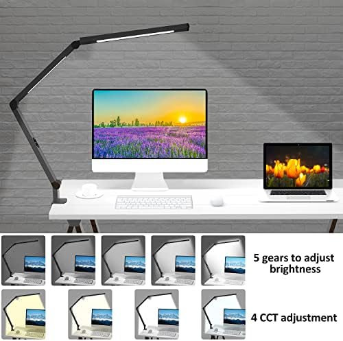 LED Clamp Desk Lamp, Dual Light, 4 CCT Modes