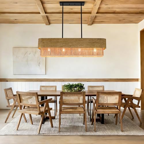 38 Inch Hand-Woven Rattan Chandelier