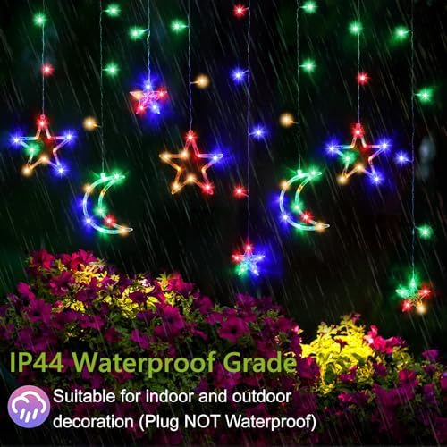Christmas String Lights, 138 LEDs 11.48FT Star Moon Multicolored