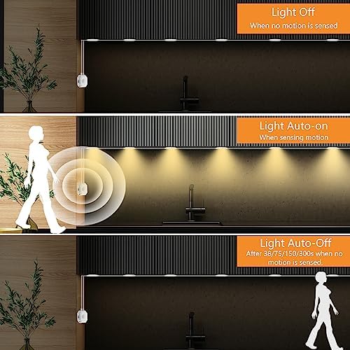 LED Under Cabinet Light, 6-Puck Motion Sensor, 3-Color