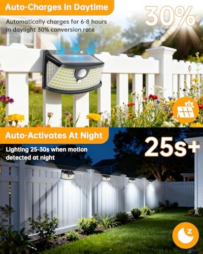 Aootek Solar Motion Sensor Lights, 120 LEDs, 6 Pack