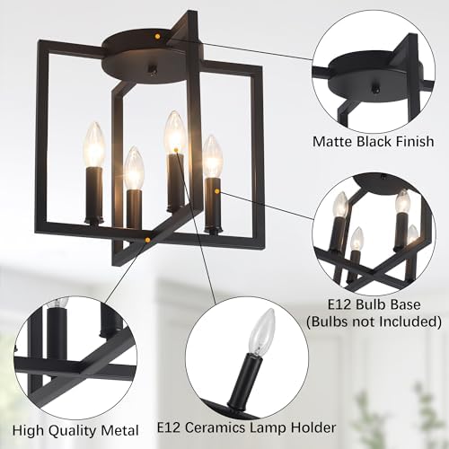 4-Light Black Semi Flush Mount Ceiling Light Fixture