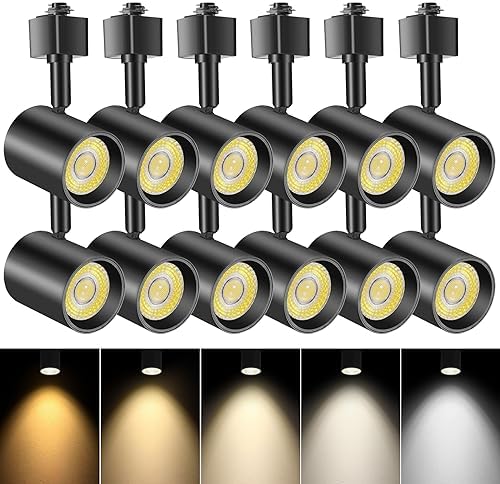 VANoopee 12 Pack 5-Color H Type LED Track Lighting Heads, Black