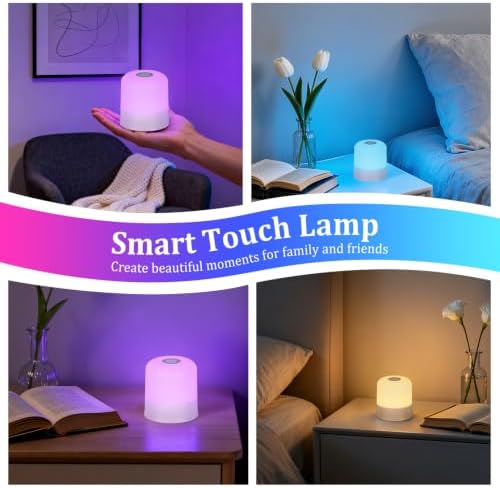 Portable Night Light Bedside Lamp, Touch and Remote Control