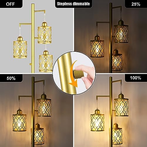 ROTTOGOON 68" Dimmable Gold Floor Lamp, 3-Light