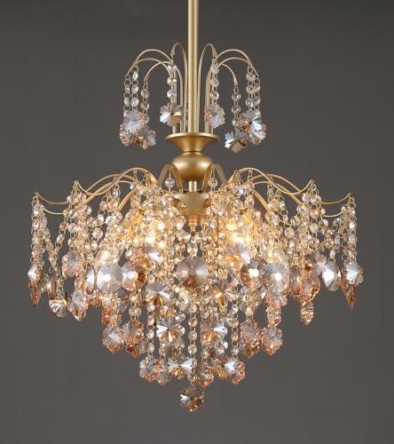 Q&S Modern Gold Crystal Chandelier, 6 Lights