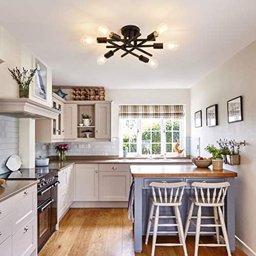 ASGYISA 6-Light Black Semi Flush Mount Ceiling Light