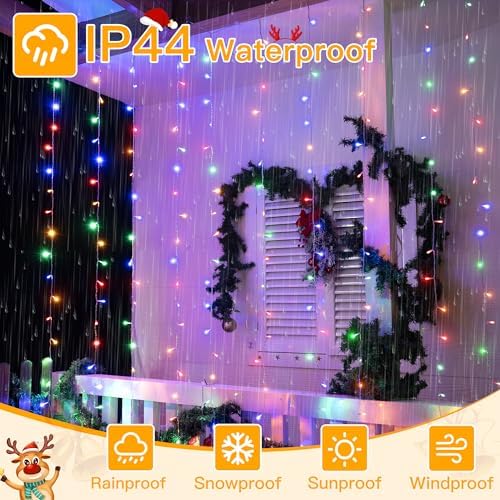 Ollny Curtain Lights, 200LED, 6.6x6.6ft