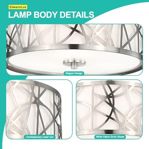 Edwarmlux 3-Light 12.6" Semi Flush Mount Ceiling Light