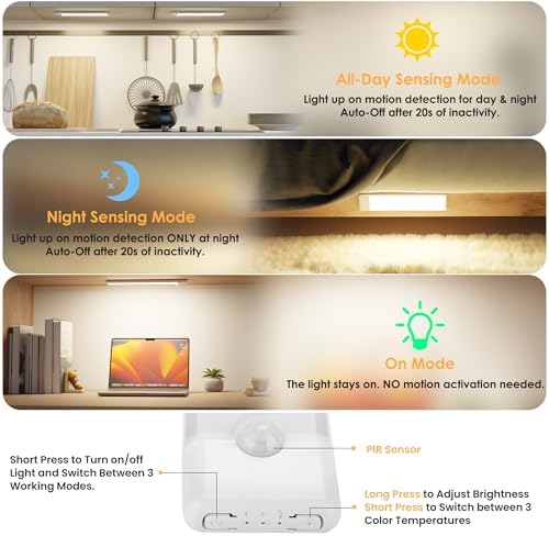 5-Pack Motion Sensor Under Cabinet Lights, 7.9 inch