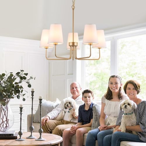 AMZASA 5-Light Gold Chandelier