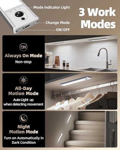 EZVALO 5-Pack Motion Sensor Under Cabinet Lights, 6500K