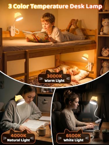 Rechargeable RGB Clip-on Cat Lamp, Dimmable Night Light
