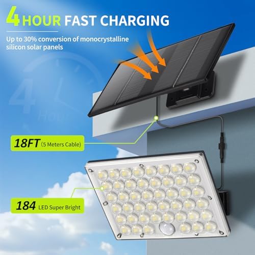 184 LED Solar Outdoor Motion Lights