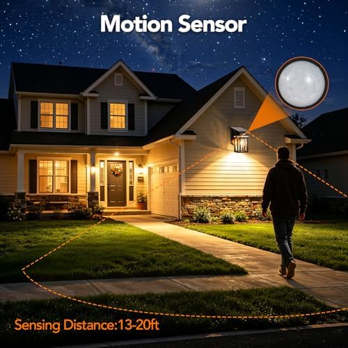 Outdoor Solar Porch Light, Motion Sensor, 2 Pack