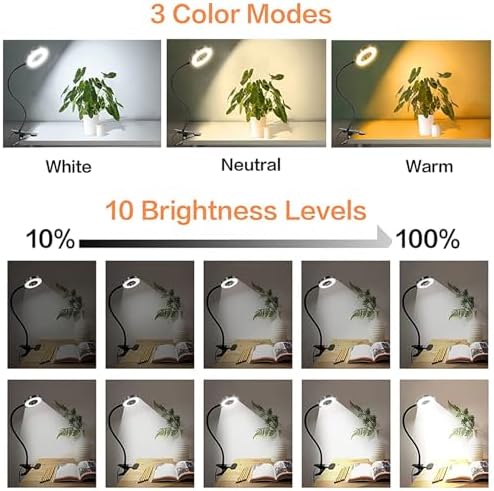 Brokimis Clip-On LED Reading Desk Lamp