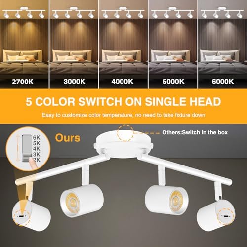 VANoopee 5-Color 4-Light LED Track Lighting Fixture