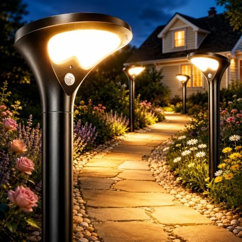 Garpar 400LM Solar Pathway Lights, Motion Sensor