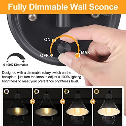 TRLIFE Dimmable Plug-in Swing Arm Wall Sconces, 2 Pack