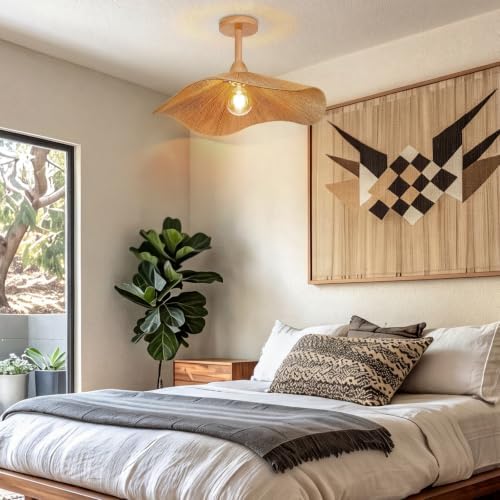 19.6" Large Rattan Pendant Light