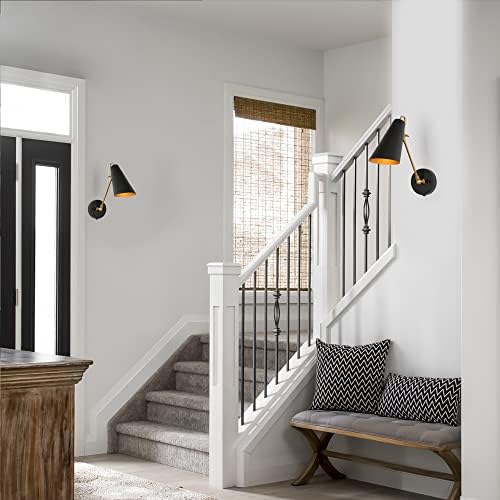 ZEVNI Modern Swing Arm Wall Lamp, Black