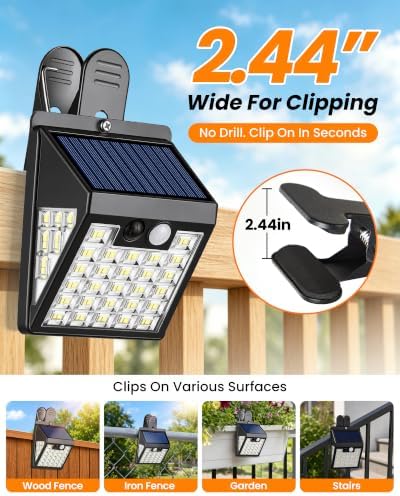 4 Pack Clip On Solar Lights Outdoor,Motion Sensor Outdoor Lights