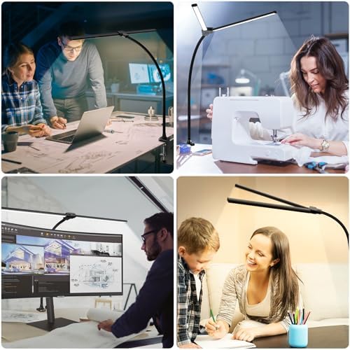 ShineTech LED Desk Lamp with Clamp, 25 Lighting Modes