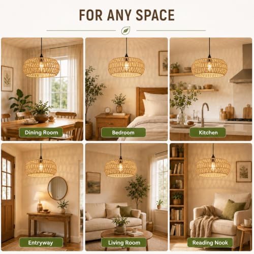 12.6 x 6.7 in Woven Rattan Lamp Shade