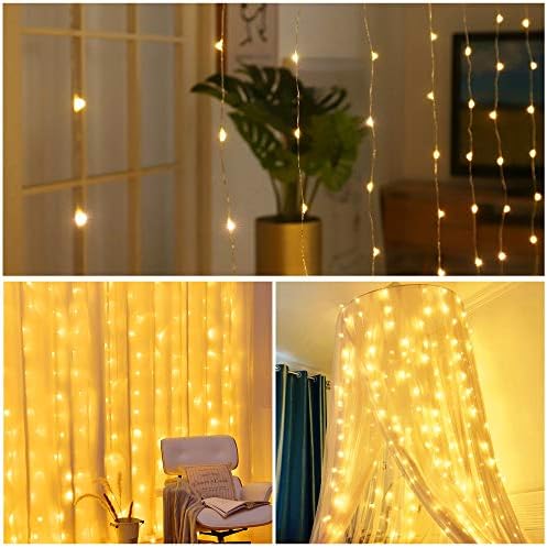 HOME LIGHTING 300 LED Curtain String Lights, Warm White