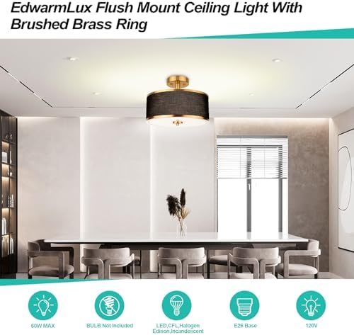 Edwarmlux 3-Light 12.6" Gold Semi Flush Mount Ceiling Light