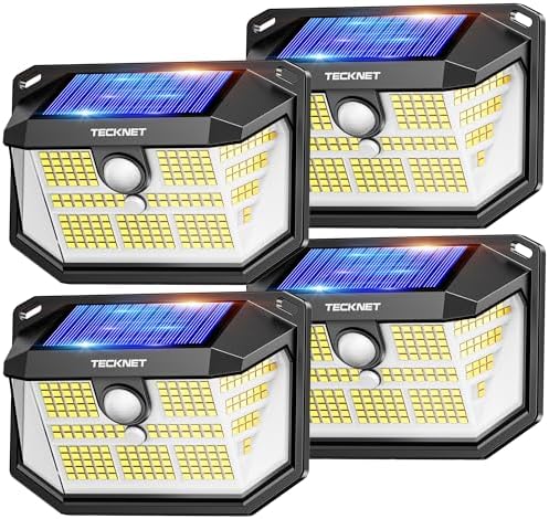 TECKNET Solar Motion Lights, 231 LED, 4 Pack