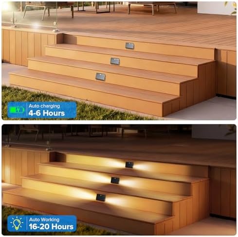 6 Pack Motion Sensor Solar Outdoor Step Lights
