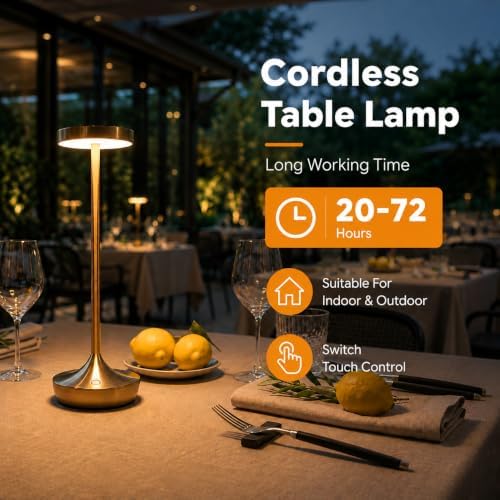 2 Pack Cordless Rechargeable Table Lamps, 6000mAh