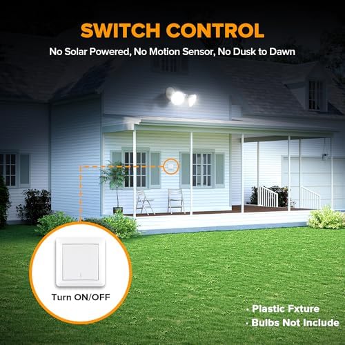 LUTEC 2-Pack Adjustable Twin Par Holder Outdoor Flood Lights, White