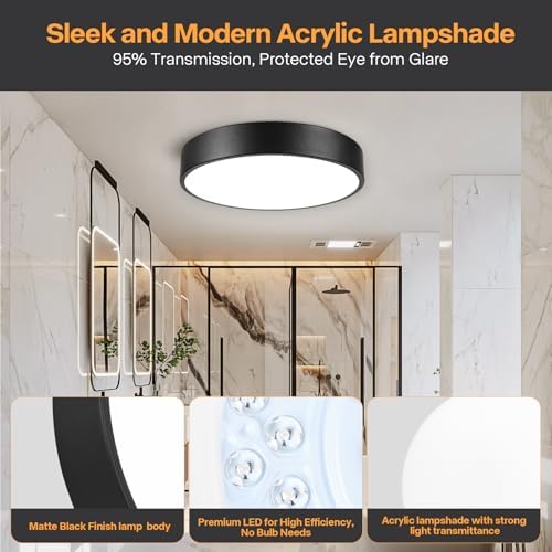 13" Matte Black Flush Mount Ceiling Light