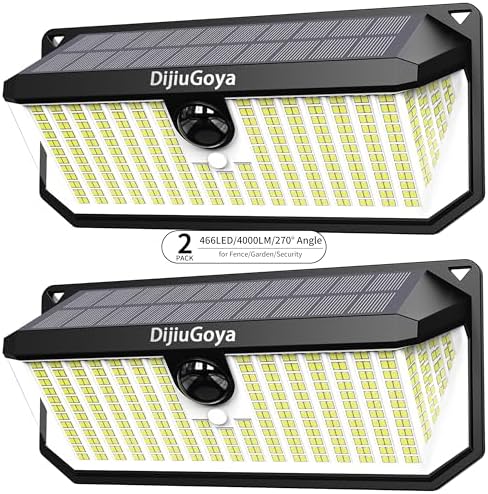 466 LEDs Solar Outdoor Motion Sensor Lights, 2-Pack