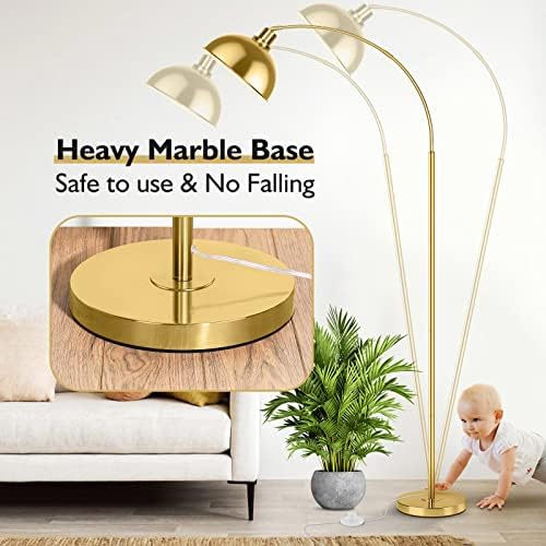 Arc Floor Lamp with Remote Control, Dimmable, Gold