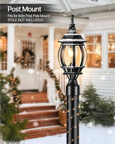 VIANIS Dusk-to-Dawn Outdoor Post Light, Pier Mount Base