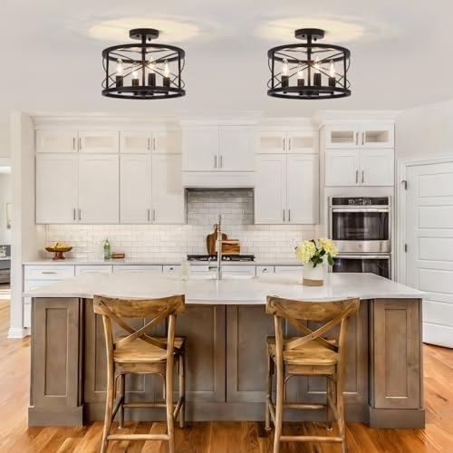 Black 4-Light Semi Flush Mount Ceiling Light