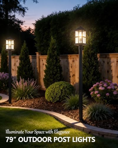 79′′ Outdoor Lamp Post Light with Warm Bulb, Aluminum IP54 Waterproof