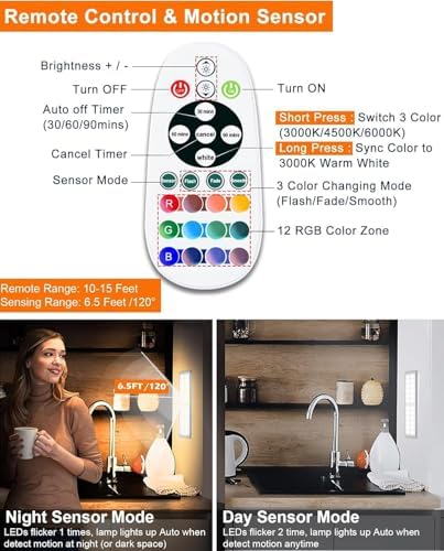 Diomart Wireless RGB Under Cabinet Lights, 4 Pack