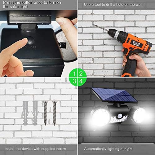 3-Head Solar Outdoor Motion Security Flood Lights