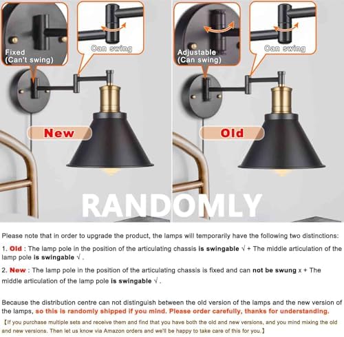 Plug-in Industrial Swing Arm Wall Sconce, Bronze and Black