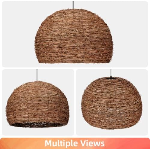 Arturesthome Boho Pendant Light Fixture Woven Chandelier Wicker