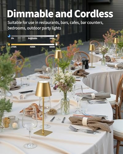 KDG Cordless Table Lamps Set of 2, 4000mAh