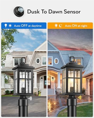 VIANIS Black 120V Hardwired Outdoor Post Light