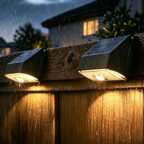 SOTTLOT Solar Fence Lights, 2 Pack, 3000K 4000K