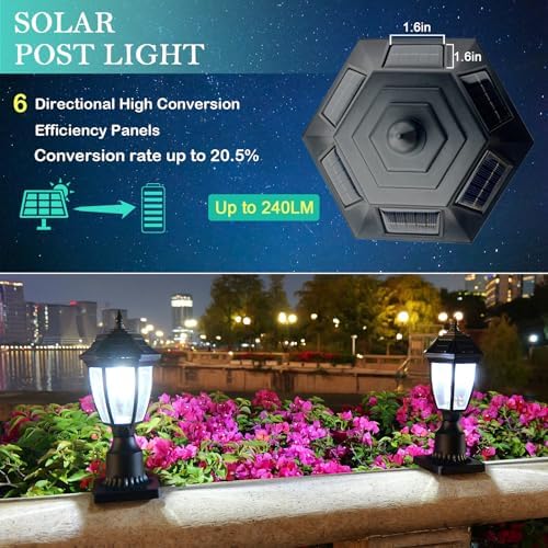 Solar Post Light, Pier Mount, Cool White