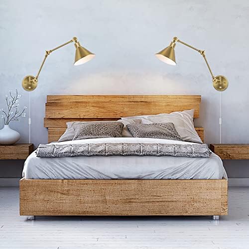 TRLIFE Brushed Brass Dimmable Plug-in Wall Sconce, 1 Pack